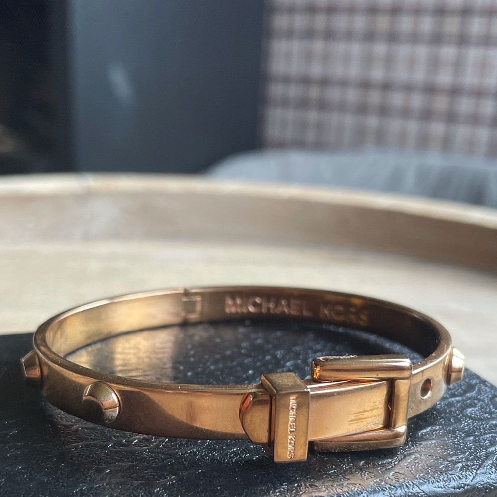 Michael Kors Rose Gold Tone Studded Buckle Bracelet